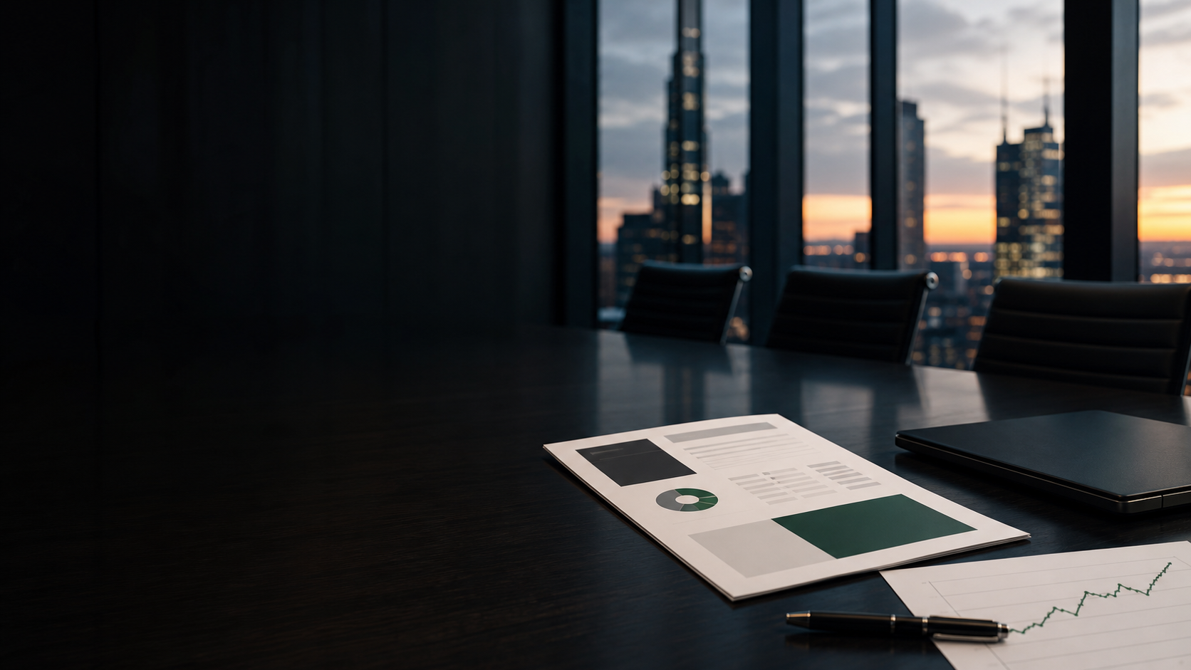 Investor briefing materials on a conference table
